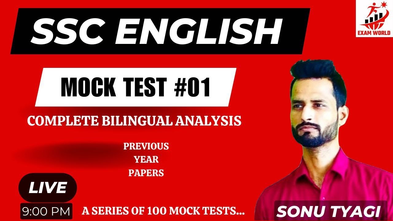 SSC English Mock Test 01 || Previous Year Papers || Bilingual explanation || Sonu Tyagi