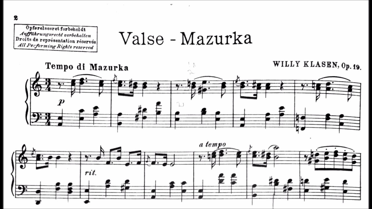 Willy Klasen | Valse-Mazurka, Op.19