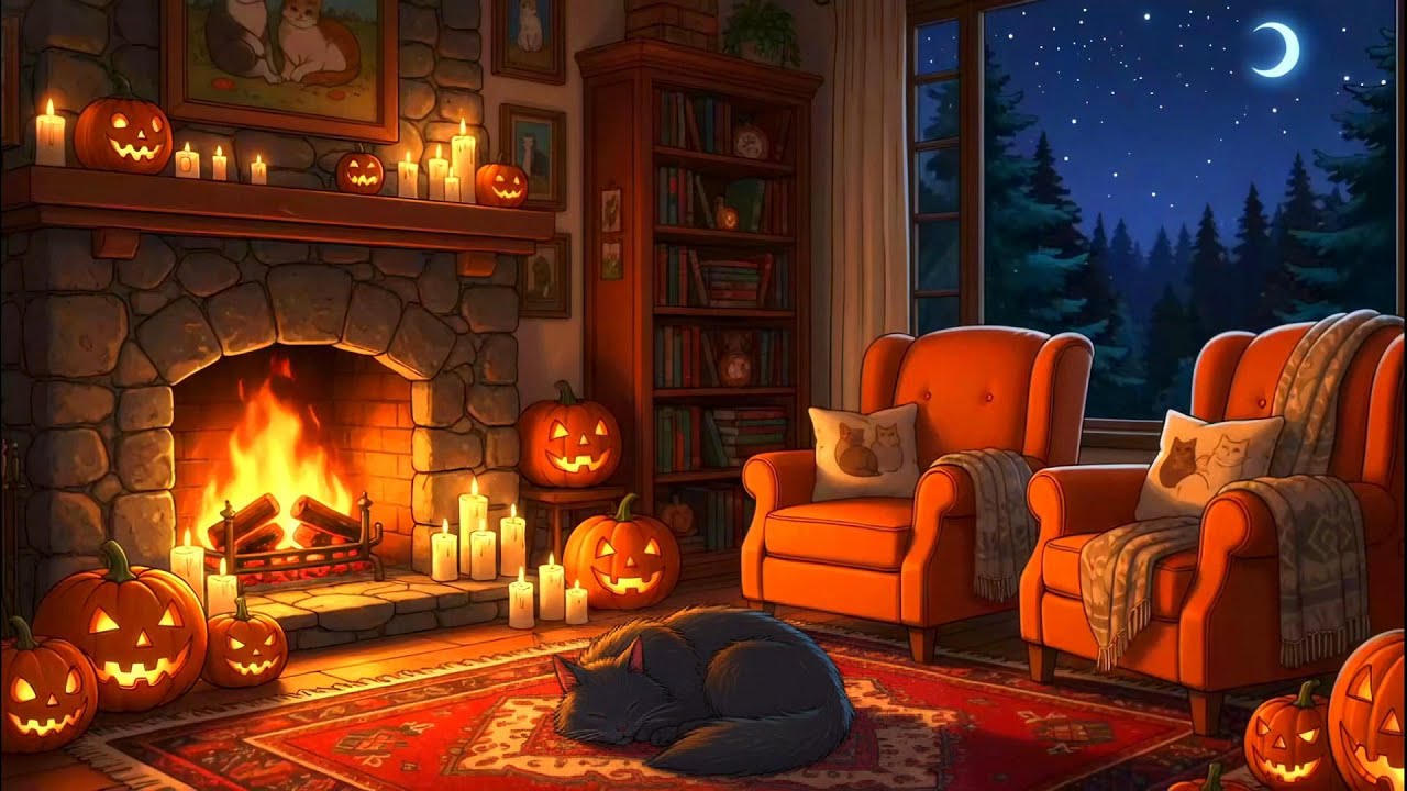 Fireplace in a Snowy Cabin ❄️🔥 Cozy Winter Night Ambience