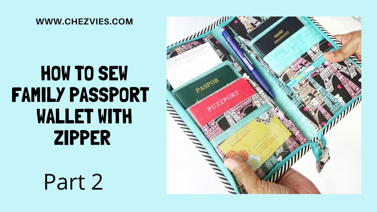 How to Make DIY  family passport wallet with zip around closure Part 2  #sewing #tutorial #wallet