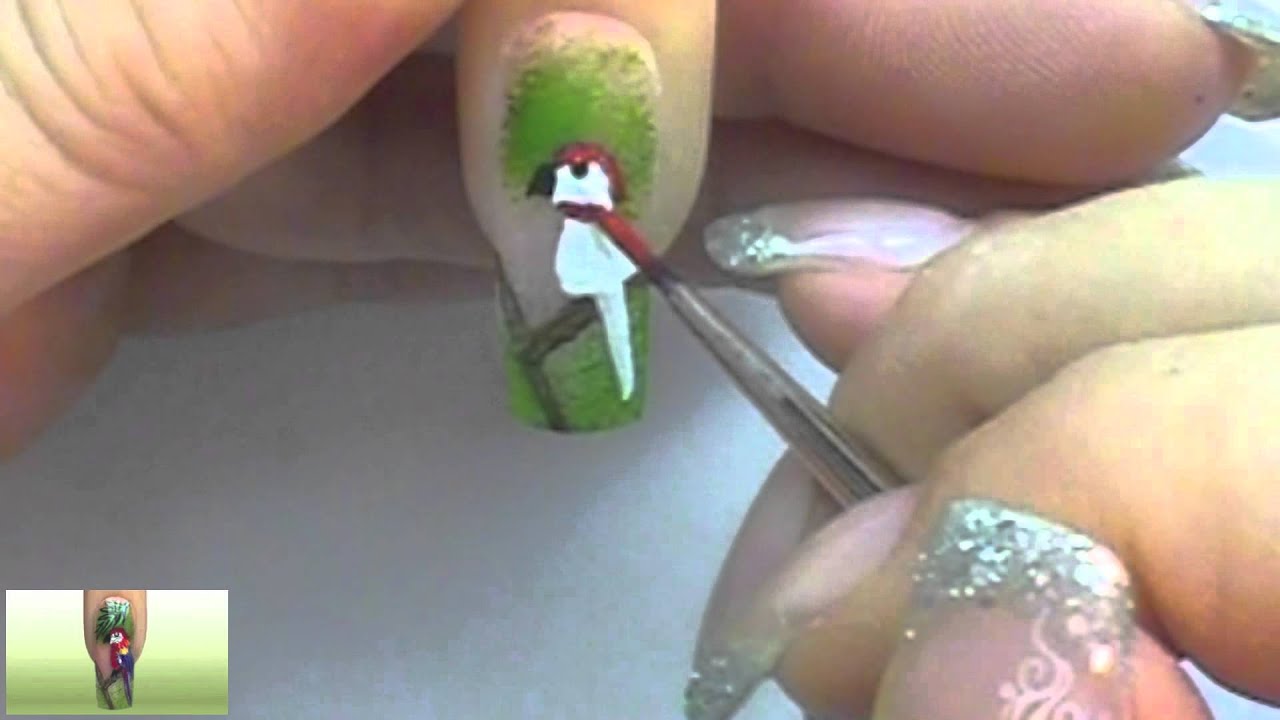 Request: How to paint a parrot / Papagei NailArt Tutorial