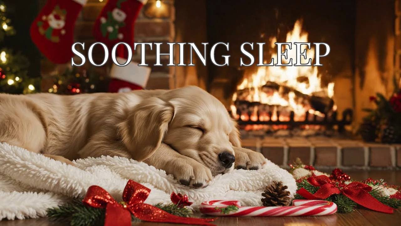 🔴 Gentle Sleep Therapy: Cozy Fireplace Ambience & Sleeping Puppy with Teddy 🧸💤