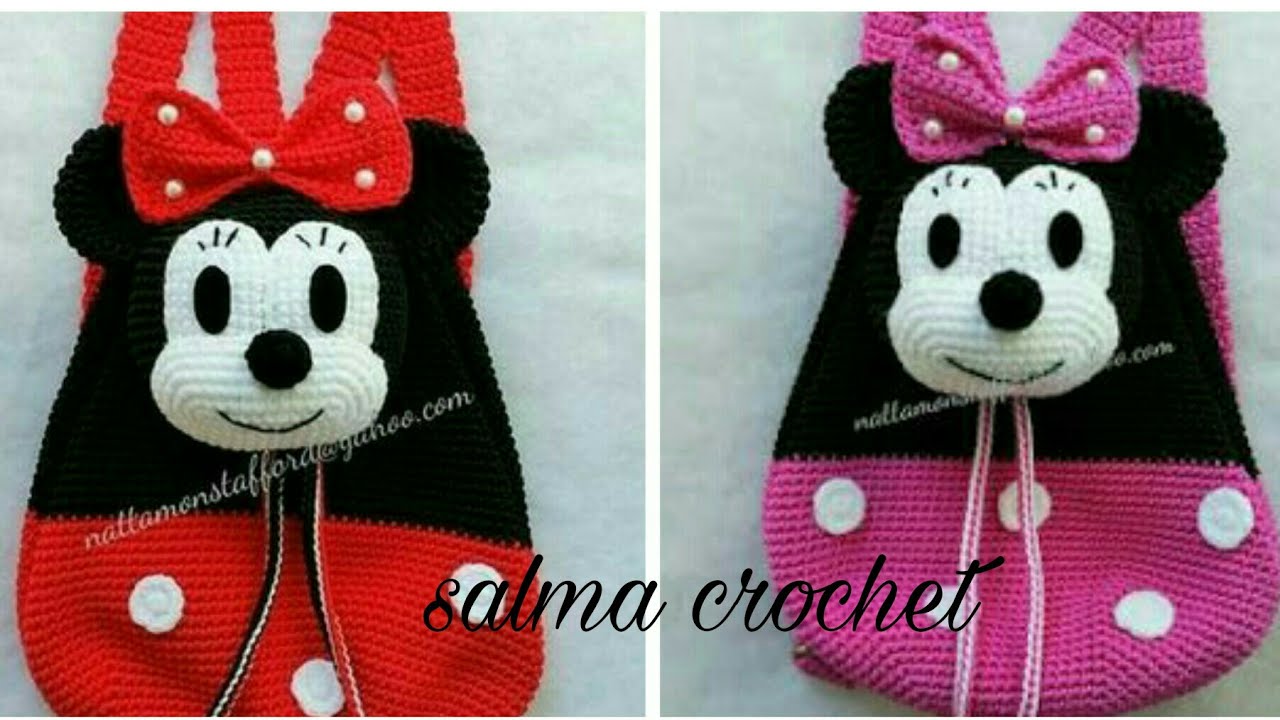 كروشيه شنطة مدرسة (ميكي او ميني)خطو ة بخطوة (2)Crochet school bag (Mickey or Mini) is very easy