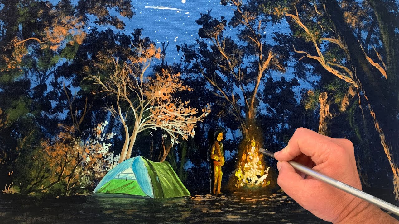 How to Paint a Camp Fire Night Painting in Oil | Paint with Nolan