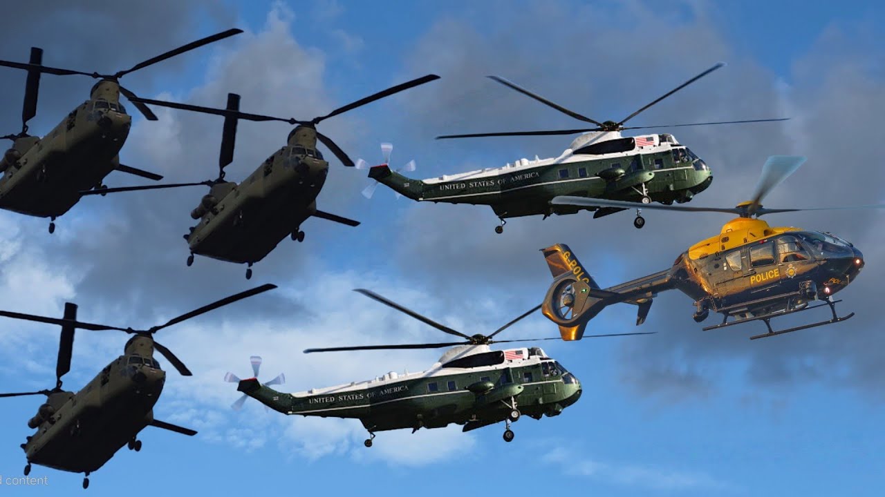 PRESIDENT TRUMPS HELICOPTERS FLY OVER CENTRAL LONDON 🇺🇸
