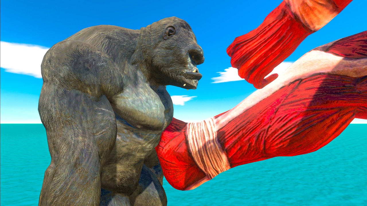 King Kong Eats Colossal Titan Kick  - Animal Revolt Battle Simulator
