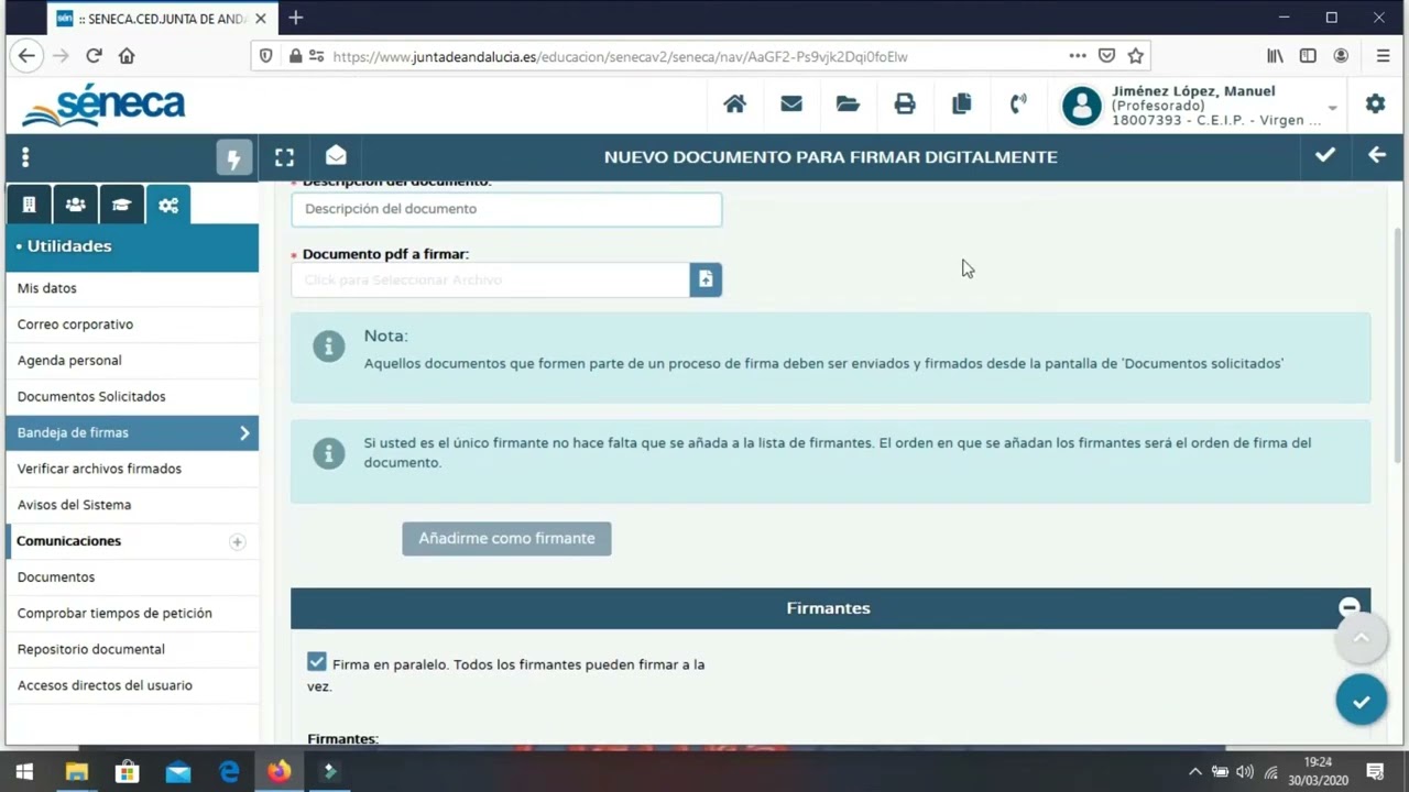 TUTORIAL SÉNECA:  COMPARTIR DOCUMENTO PARA SU FIRMA DIGITAL