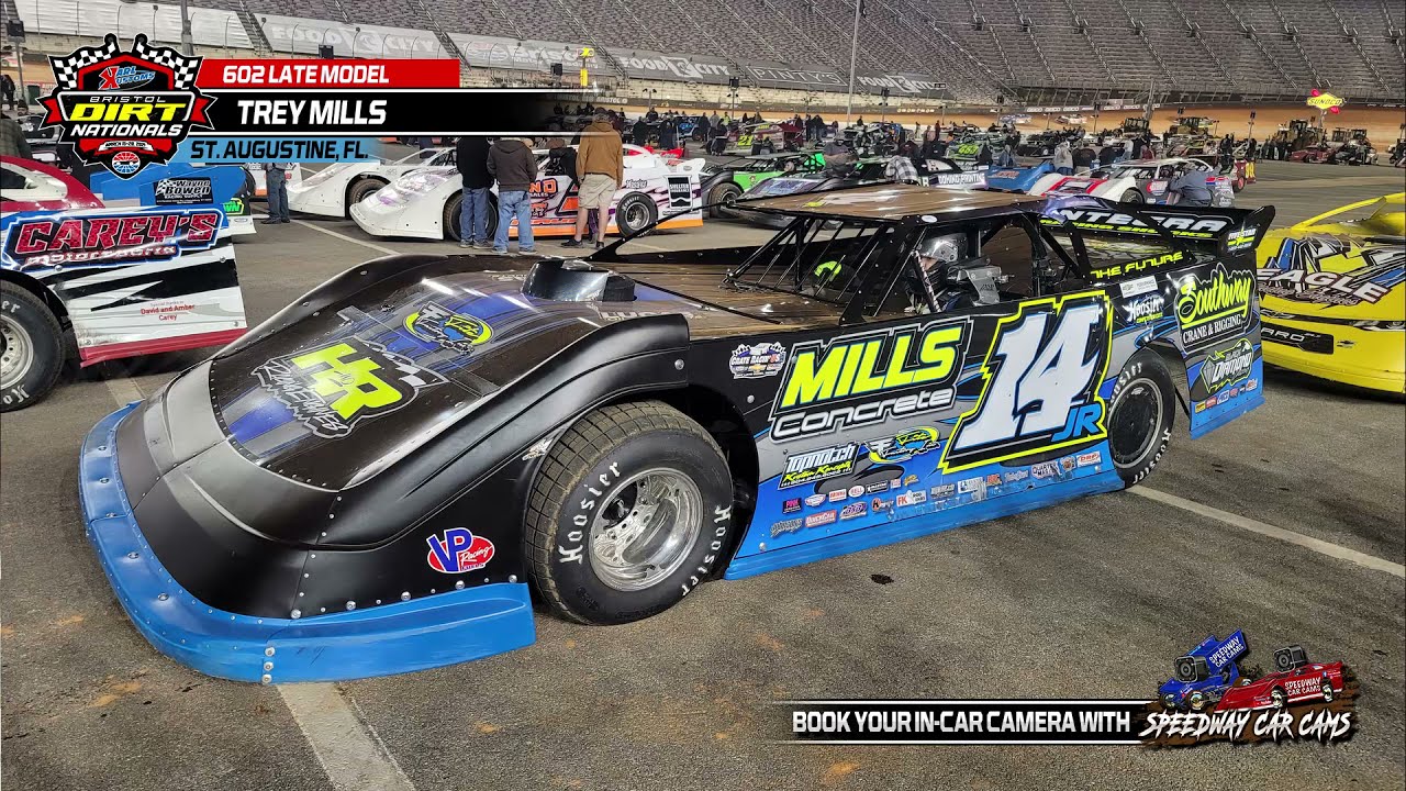 #14JR Trey Mills - 602 Late Model A-Feature - 3-19-21 Bristol Dirt Nationals - In-Car Camera