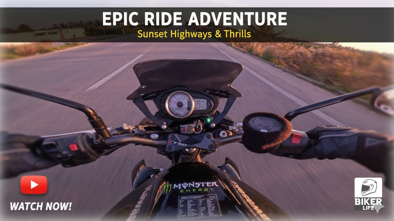 Kawasaki Z750 on the road.