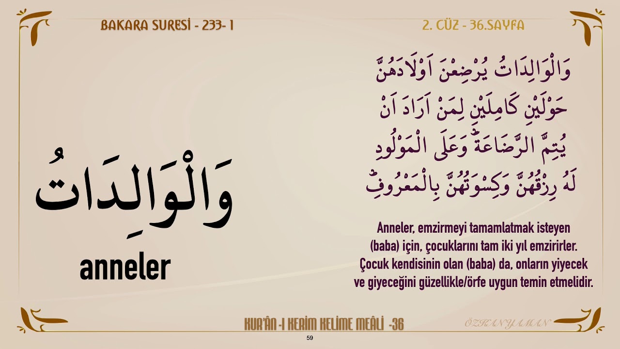 KUR'AN-I KERİM KELİME MEALİ 36 | BAKARA SURESİ 231 -233 (2. CÜZ)