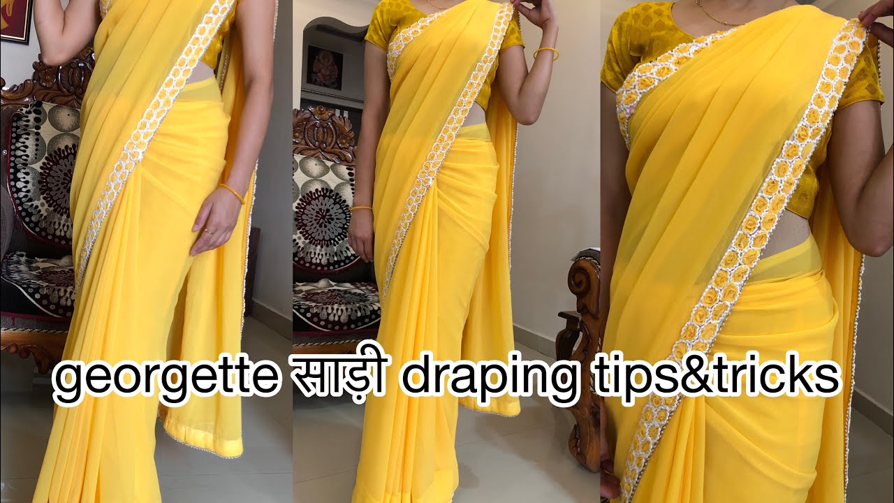 #palluसिर्फ़ 5 मिनट में georgette साड़ी पहनने का आसान तरीक़ा//How to wear georgette saree perfectly/