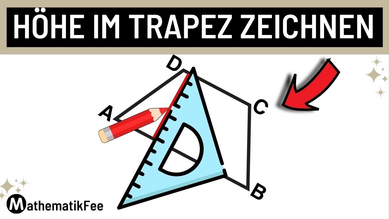HÖHE im TRAPEZ zeichnen und messen mit Geodreieck - Höhe einzeichnen