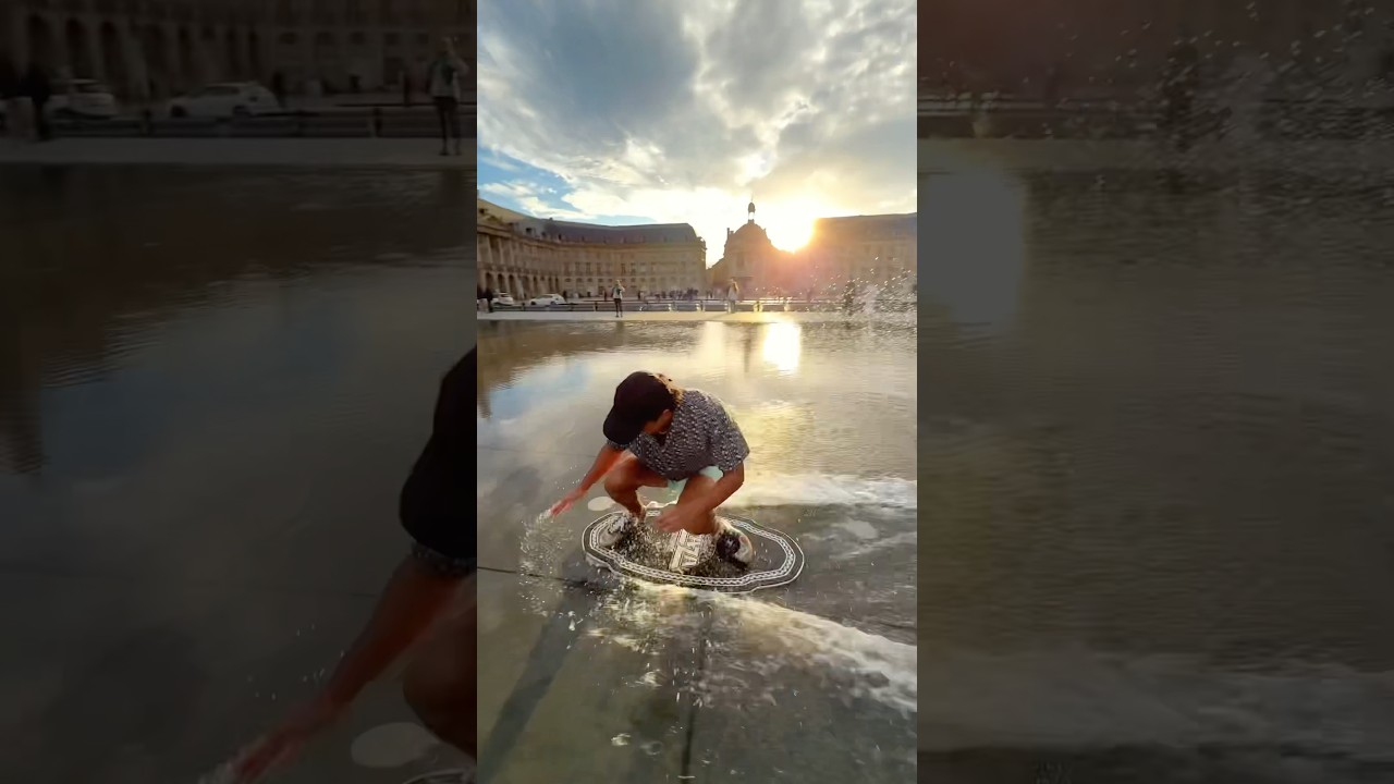 Skimboarden bij de grootste fontein ter wereld! #youtubecreatorcommunity