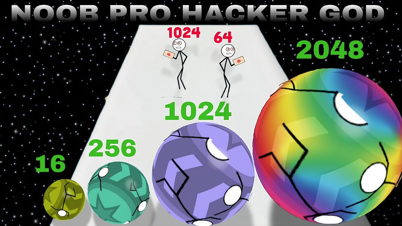 Amazing Gameplay 😍|NOOB VS PRO VS HACKER VS GOD in Stickman Ball 2048