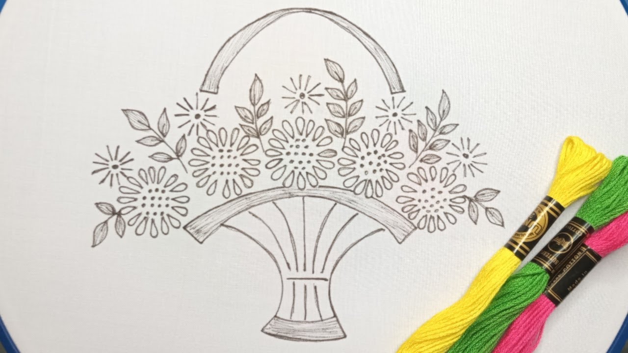 Very simple,easy & elegant basket hand embroidery with little cute flowers l Hand embroidery designs