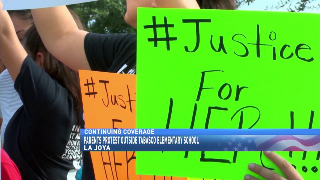 Parents protest outside Tabasco Elementary School