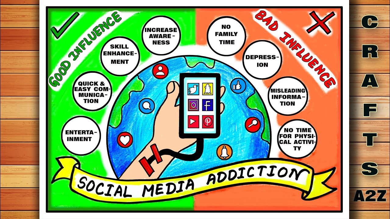 Social Media Addiction Drawing | Social Media Loss Drawing | Bad and Good Effects of Social Media