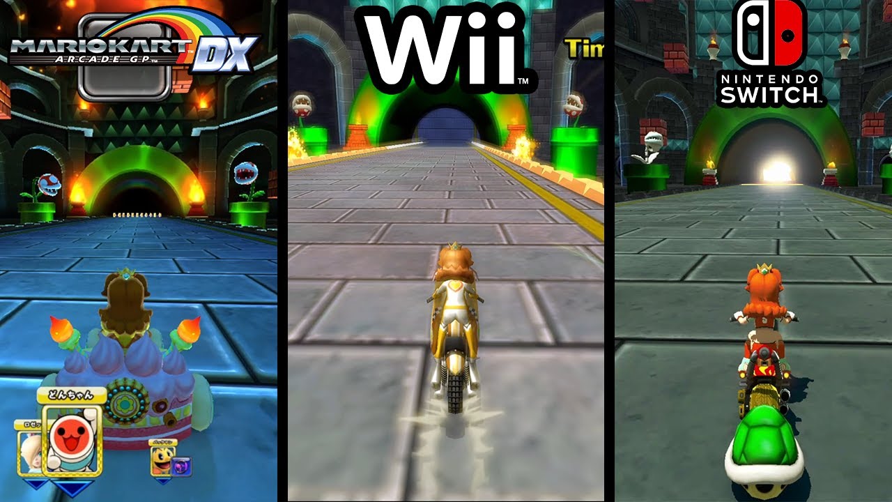 Kingdom Way - Mario Kart Arcade GP DX vs Mario Kart Wii vs Mario Kart 8 Deluxe (Switch)