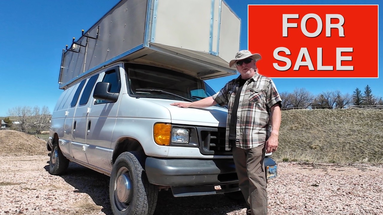 For Sale! Our 2005 Ford E350 Camper Van w/ Overcab Hightop, Solar, Fridge & Diesel Heater