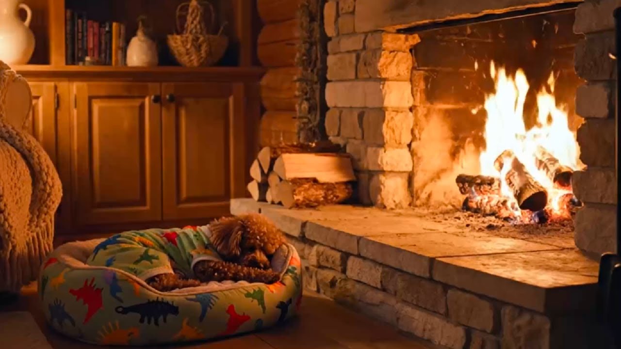Relaxing Fireplace Sounds for Dogs Home Alone 🐶 Calm & Cozy Background