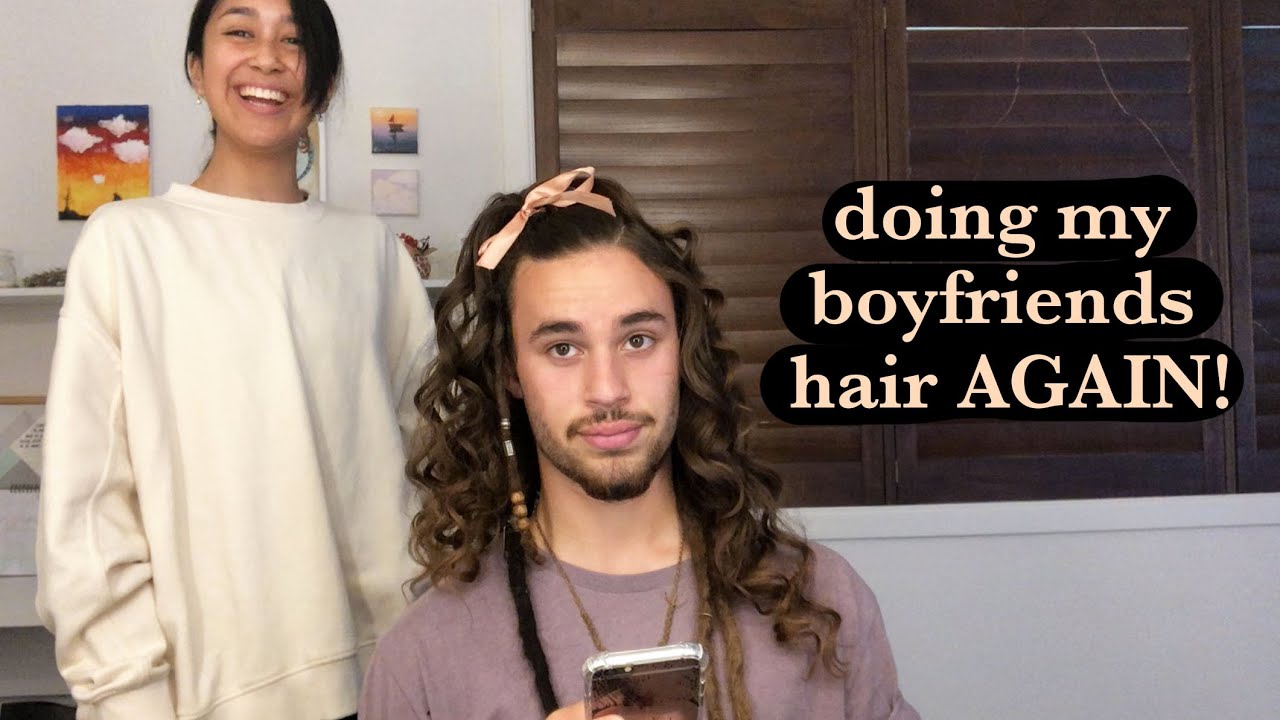 doing my boyfriends long hair AGAIN!