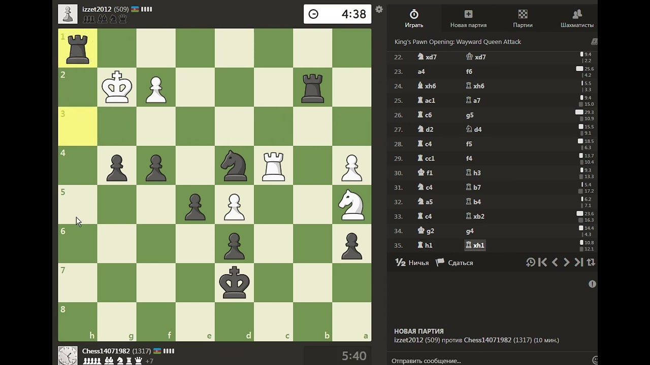 CHESSMASTER 9000 Izzet2012 (509) vs Elmar (1317) Rapid 10/0