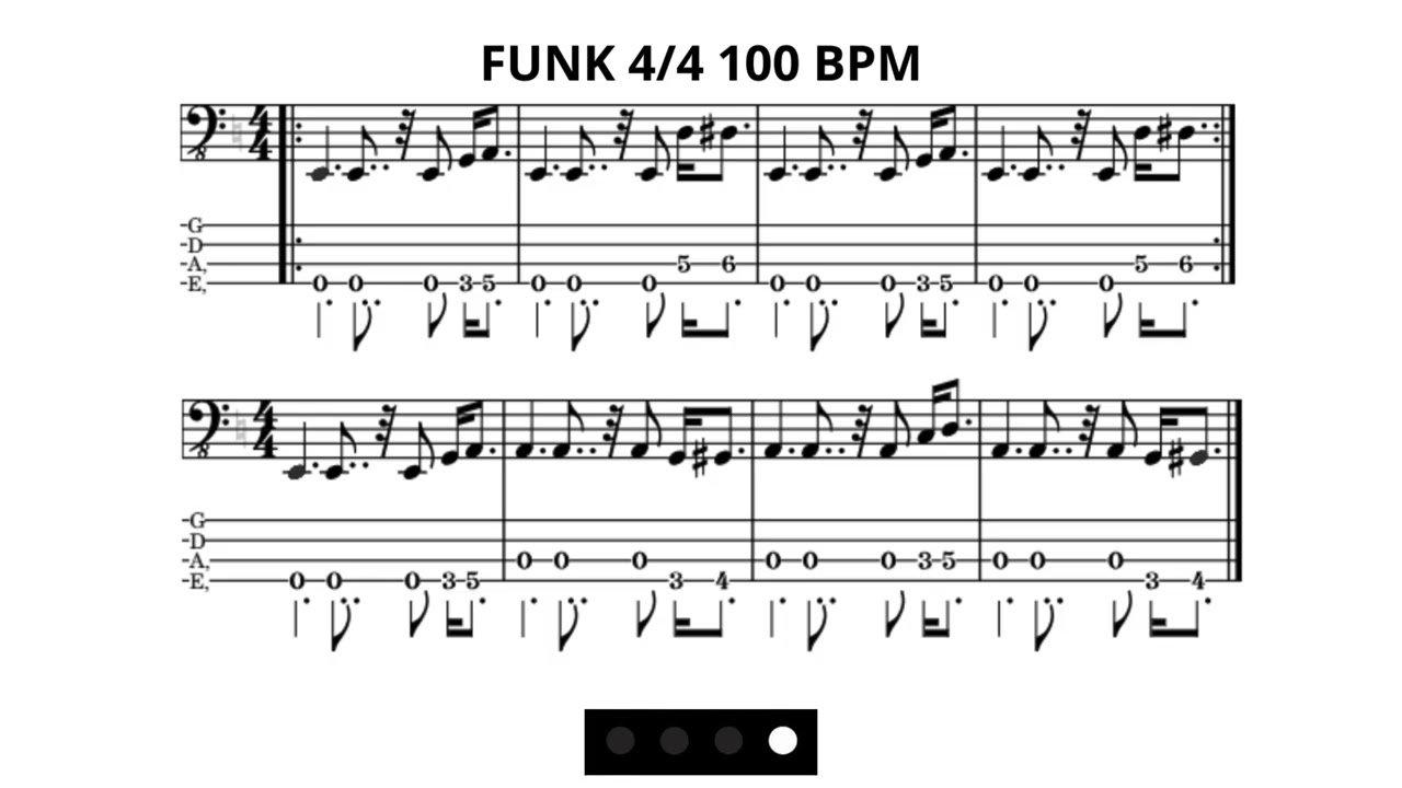 Exercício de CONTRABAIXO com LOOP de BATERIA para praticar leitura RÍTMICA -Estilo FUNK em 100 BPM
