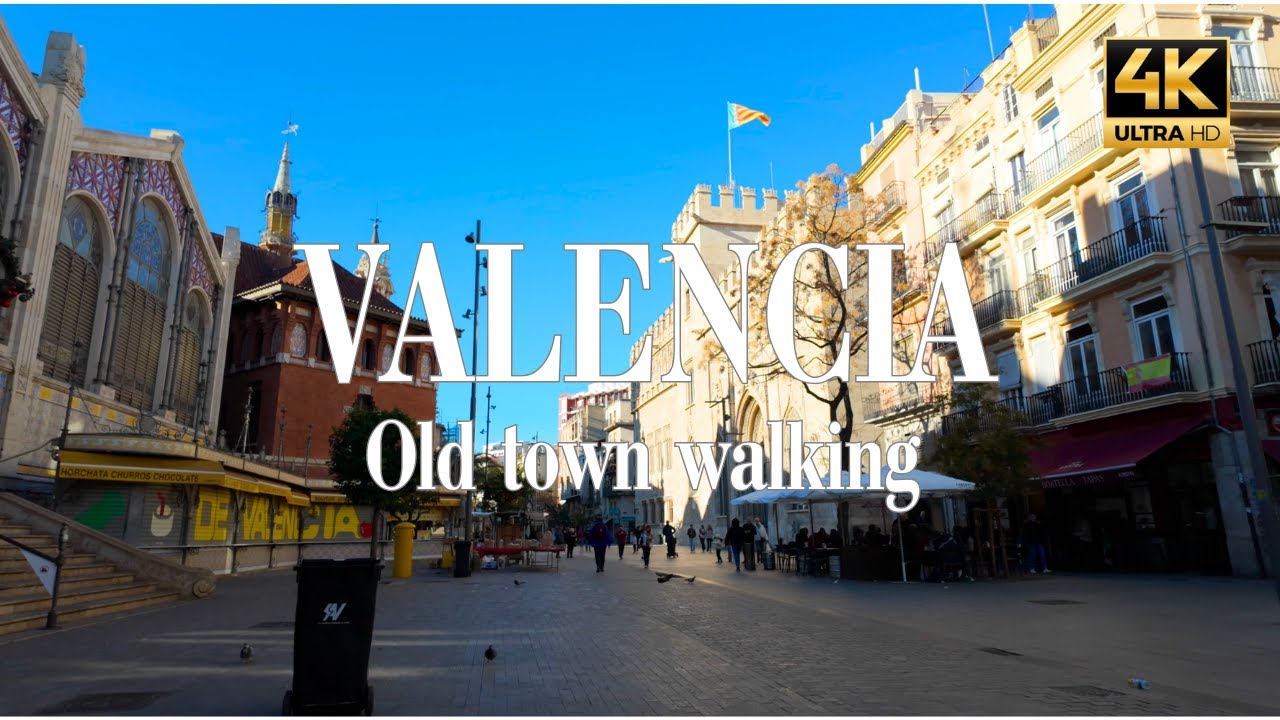 Valencia in 4K - Walking in Spanish Old Town 30 minutes of relaxation video