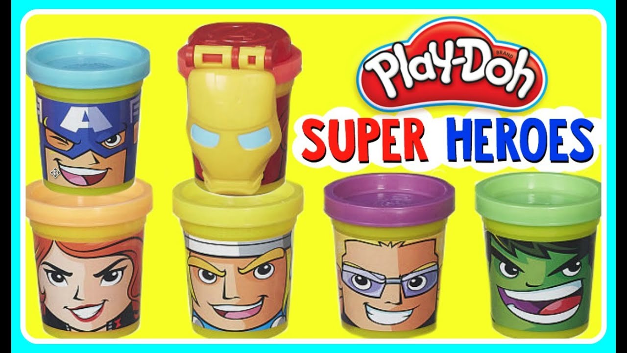Play Doh Can Heads Heroes Assemble! Avengers IRON MAN, CAPTAIN AMERICA, THOR, HULK, BLACK WIDOW, HAW