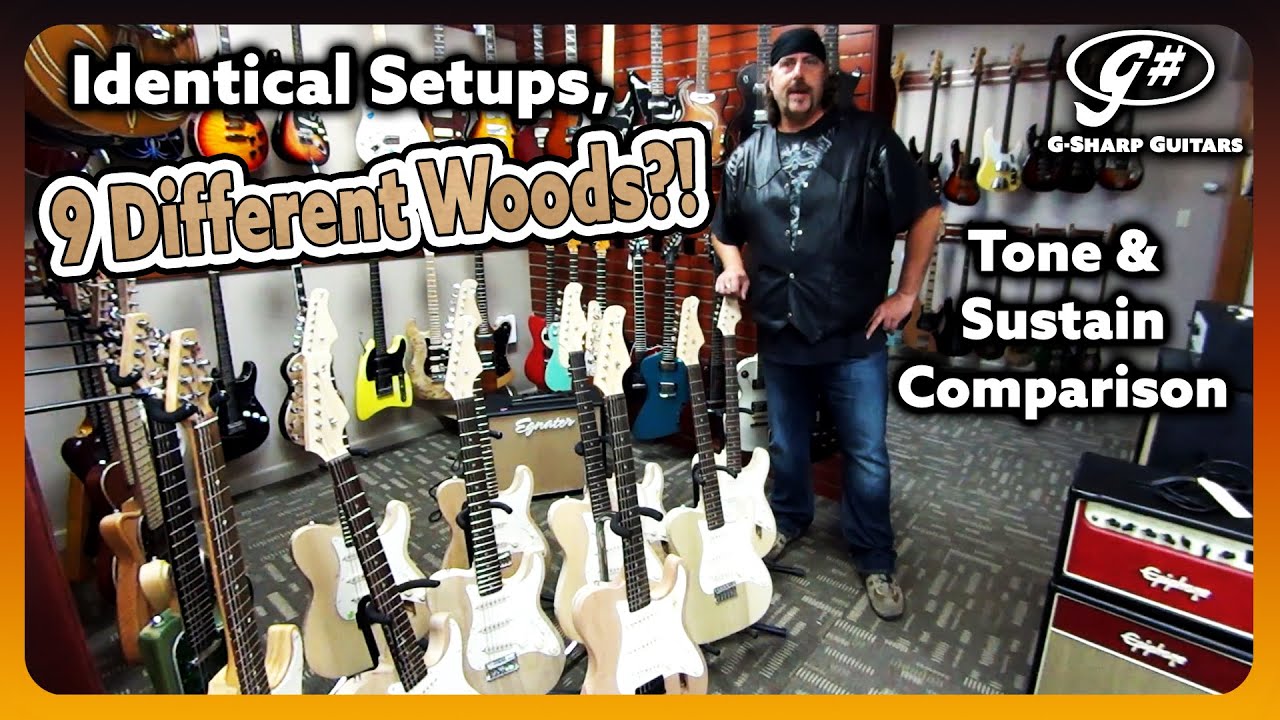 G-Sharp Guitars - Tone and Sustain Comparison of Nine Different Woods, Identical Set-ups