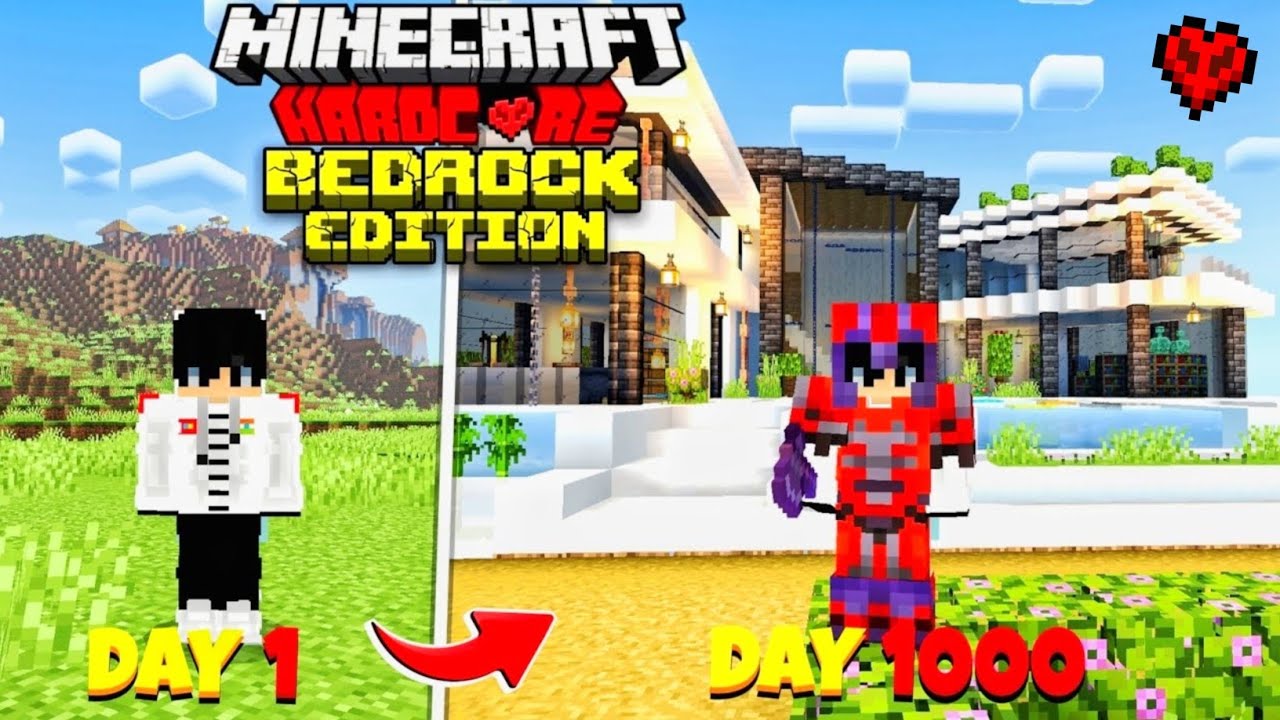 I Spend 1000 Days in Minecraft Hardcore Bedrock Edition...