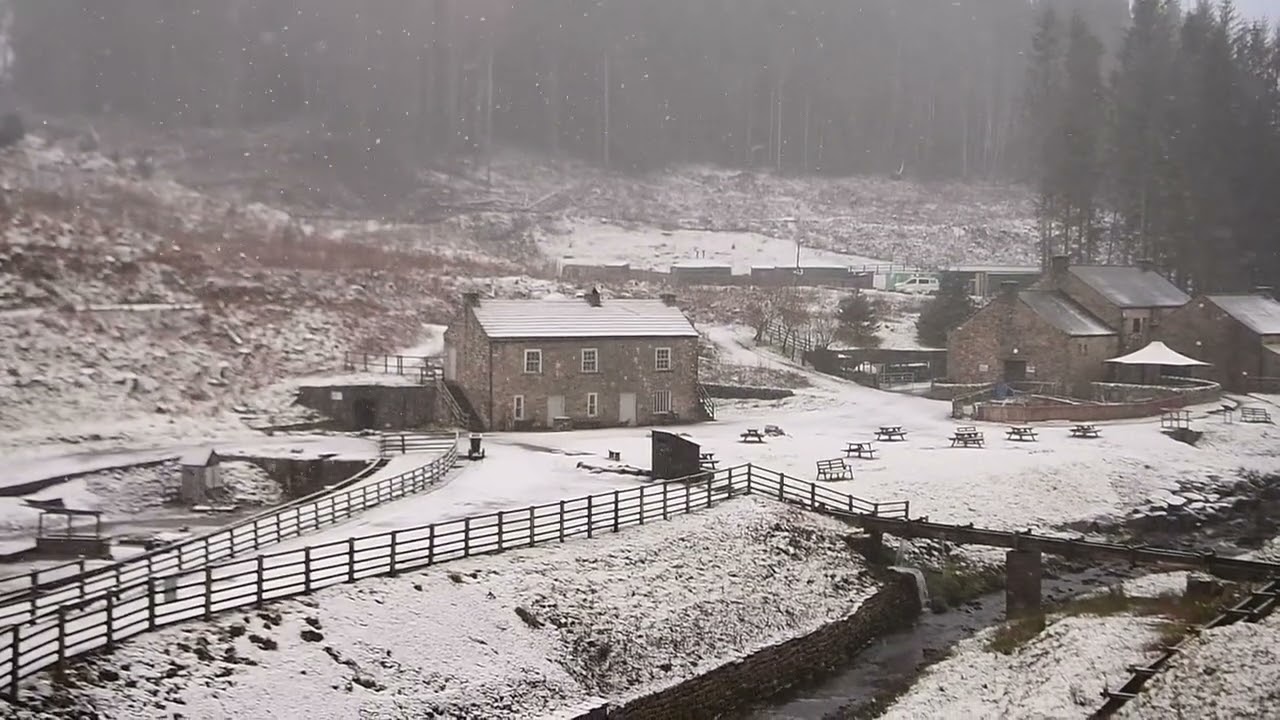 Heavy snow falls at Killhope Mining Museum in County Durham 8th Jan 2024