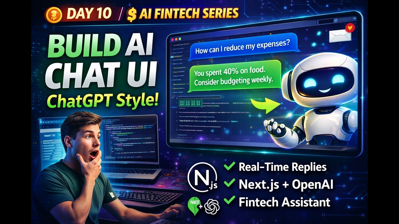 Day 10 - Day 30:  Build Real Time AI Chat UI with Next js & Tailwind  Fintech App ChatGPT Style