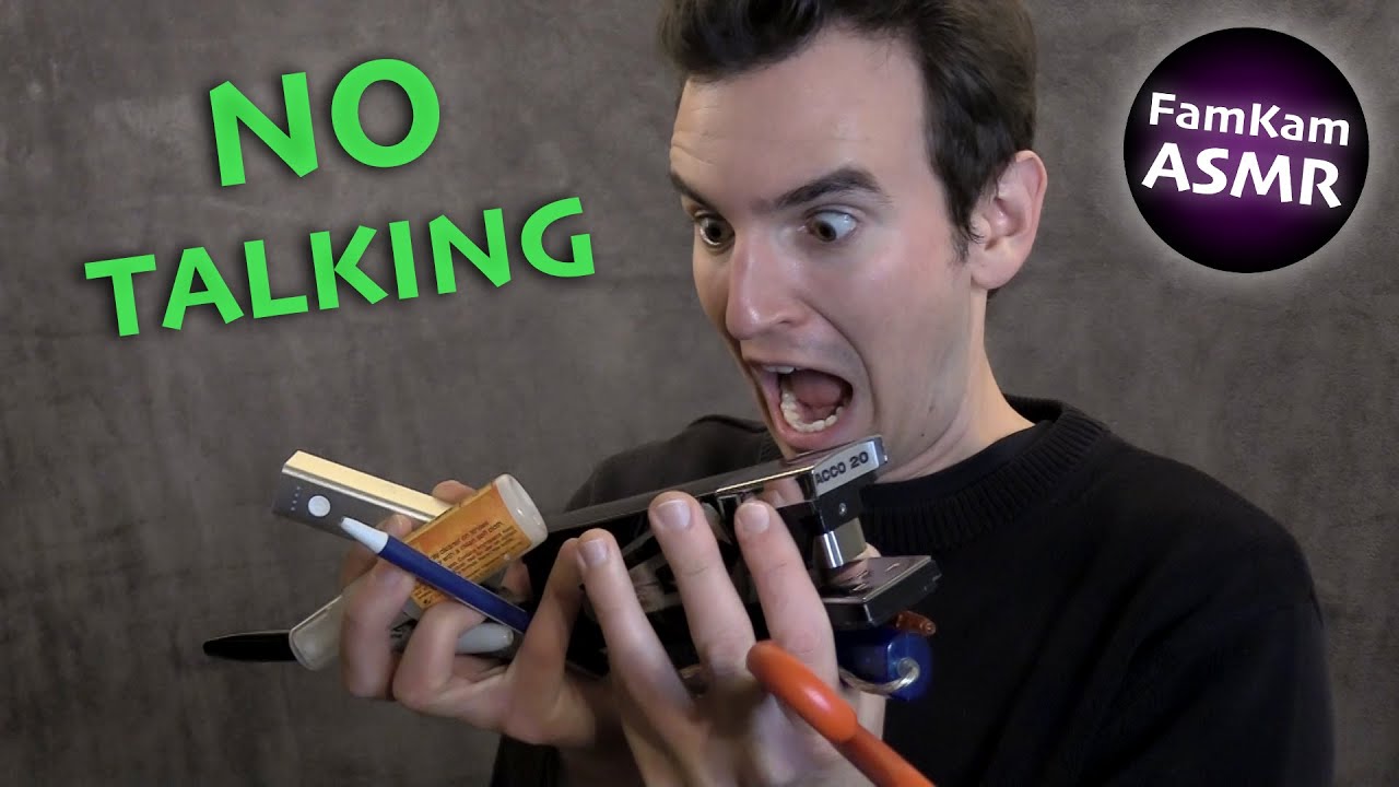 ASMR: 15+ Office Supplies, Many Triggers (No Talking)