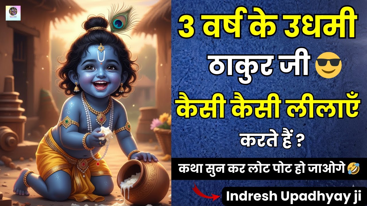 3 वर्ष के उधमी ठाकुर जी की लोट पोट कर देने वाली लीलाएँ 🤣| shri indresh maharaj ji