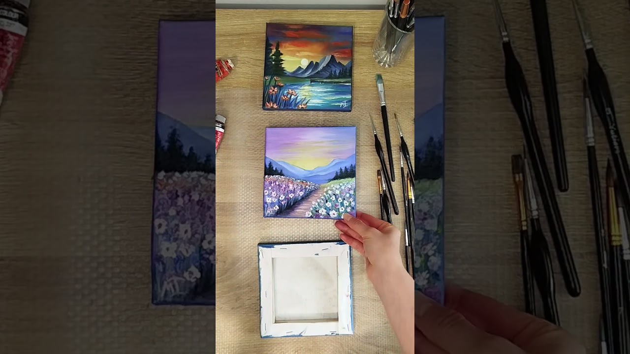 Miniature paintings I have painted recently #miniatureart #paintingreveal #artstudio  #mushroomart