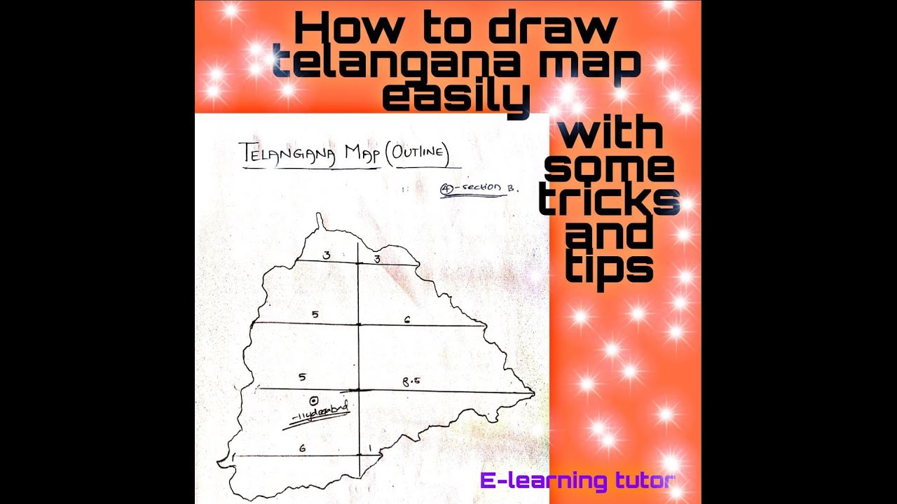 Как нарисовать контурную карту Теланганы | Контур Теланганы | E-learning tutors