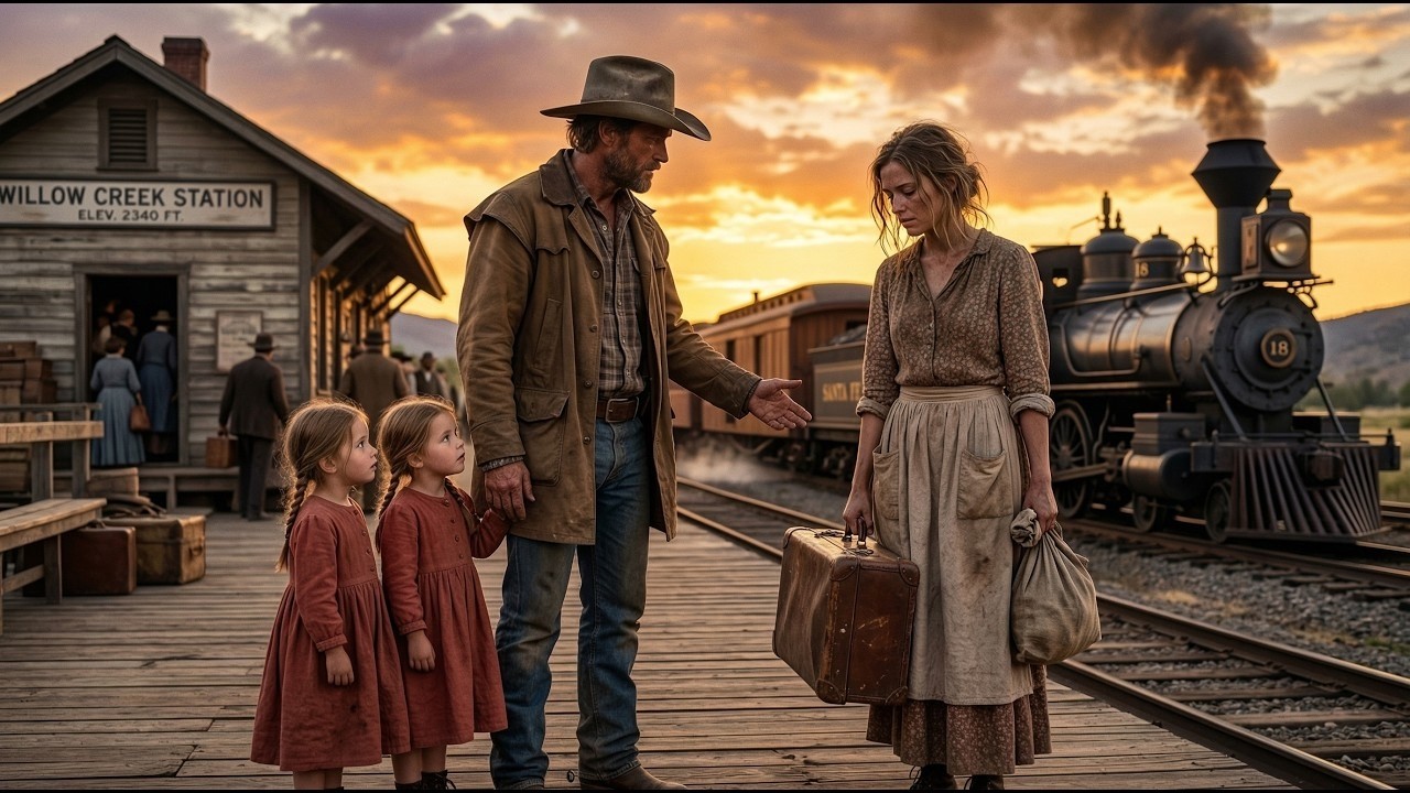 Rejected at the station—until a cowboy whispered, “My twins need a mother like you.”