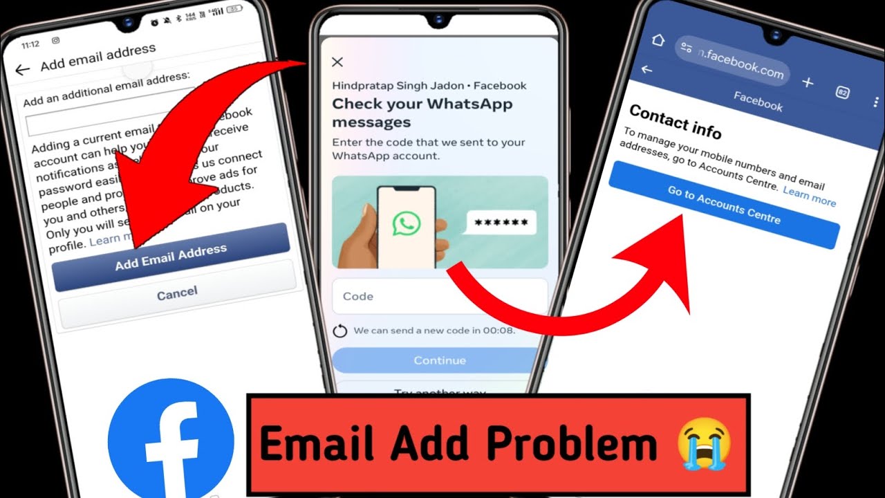 Facebook Add an email address Problem 2025 | Check your WhatsApp messages problem 😔 Account centre✅