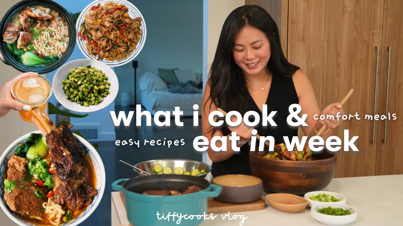 what i cook + eat in a week ft. cozy easy recipes 🍜 🍂 | family time, book reviews, mom's garden