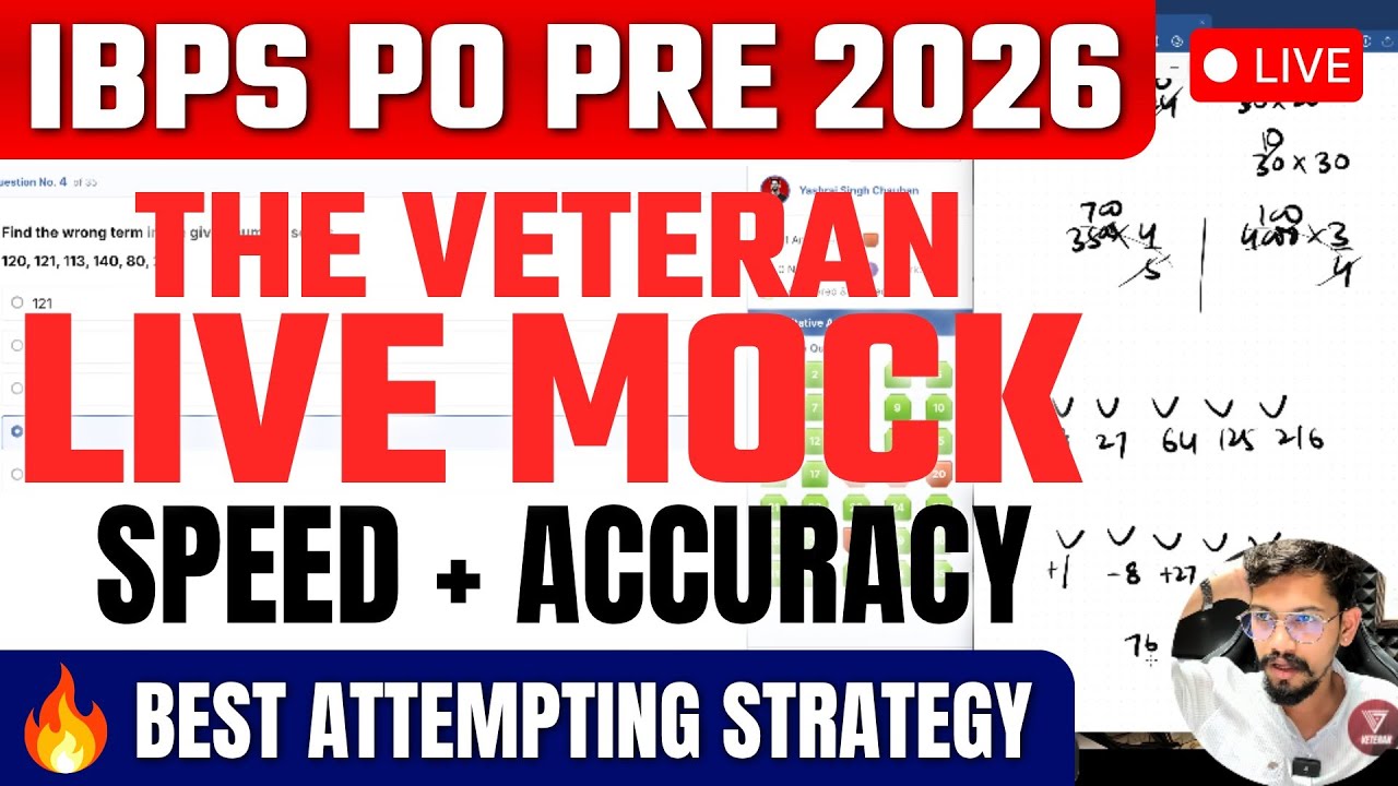 💌 Live Veteran Mock IBPS PO Prelims | Quant | Learn the Smartest Approach | Yashraj Sir | Veteran