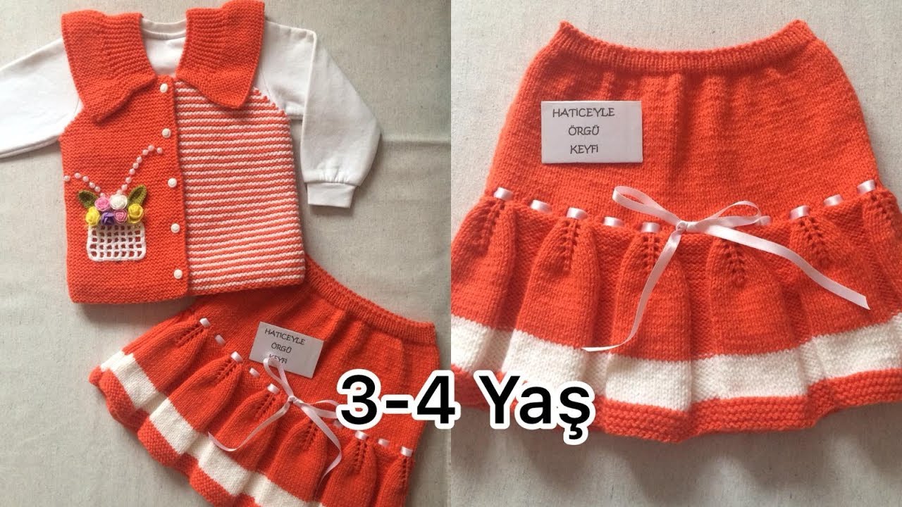 Süslü Şirine Eteği / 3-4 Yaş / Yaprak Desenli, Volan Süslemeli, Kurdeleli Çocuk Eteği Yapımı
