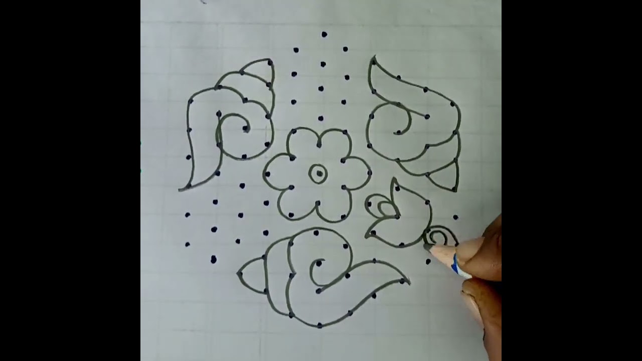 easy 11*6 middle dots flower  design🌸🌿🌺⭐pulli kolam