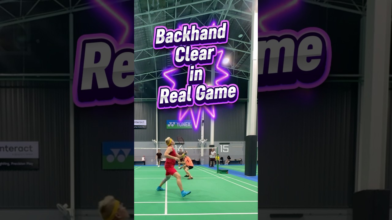 Backhand clear in real game #badmintonlesson #clubbadminton #badminton #badmintonasmr #backhand