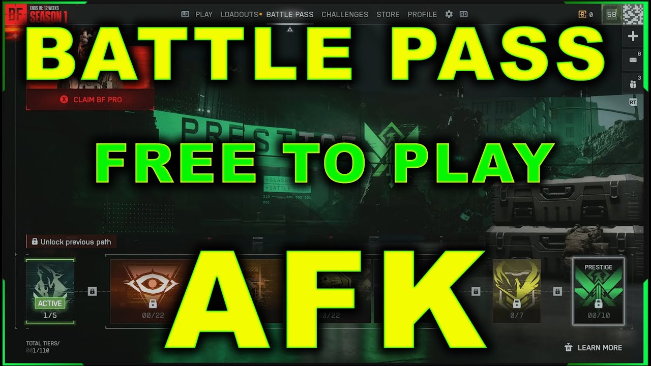 BF6: REDSEC: УРОВНИ БОЕВОГО ПРОПУСКА AFK, БЕСПЛАТНАЯ ИГРА В ЛОББИ AFK! ОПЫТ И УРОВНИ БОЕВОГО ПРОП...