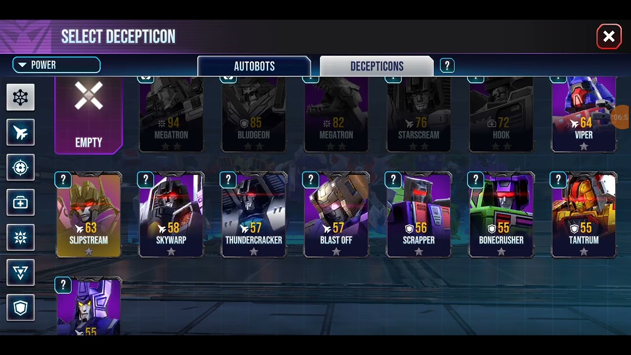 Transformers Earth Wars:BW Megatron and Decepticon showcase