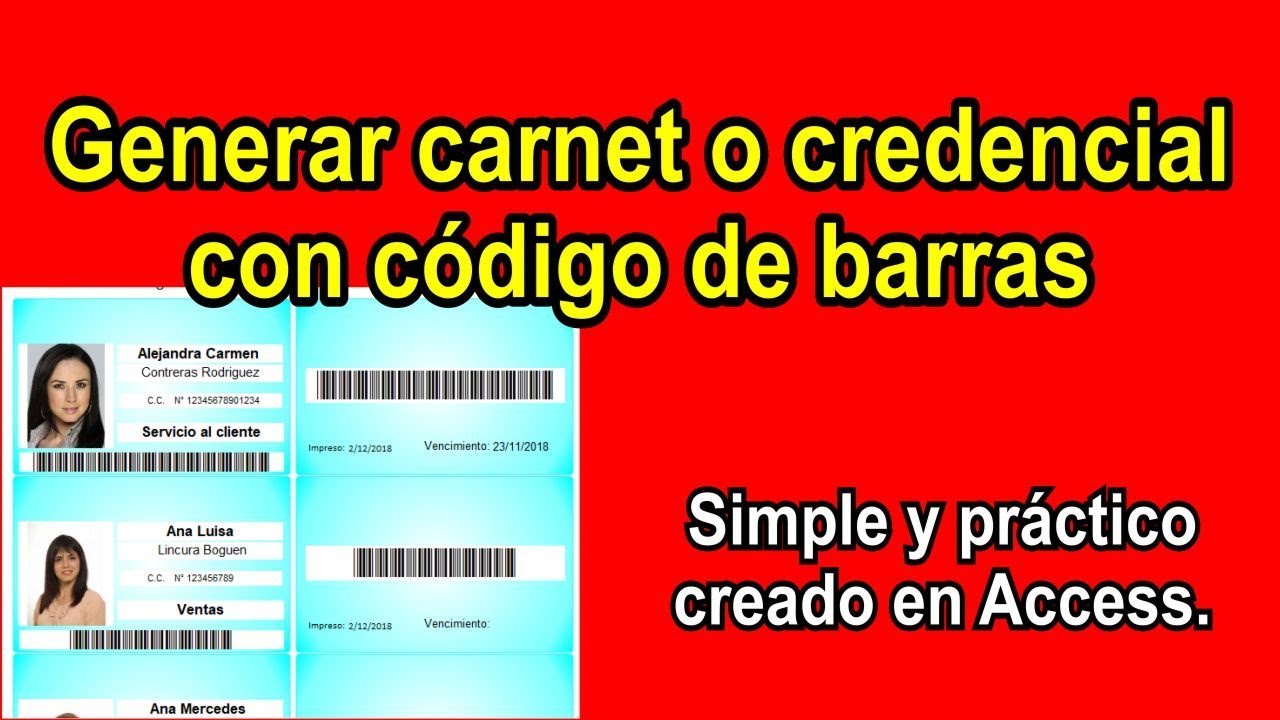 Generar, crear carnet o credenciales con código de barras (GC2)