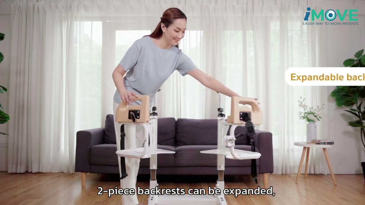 The iMOVE 2 portable patient lifting equipment from bed to chair for home use.