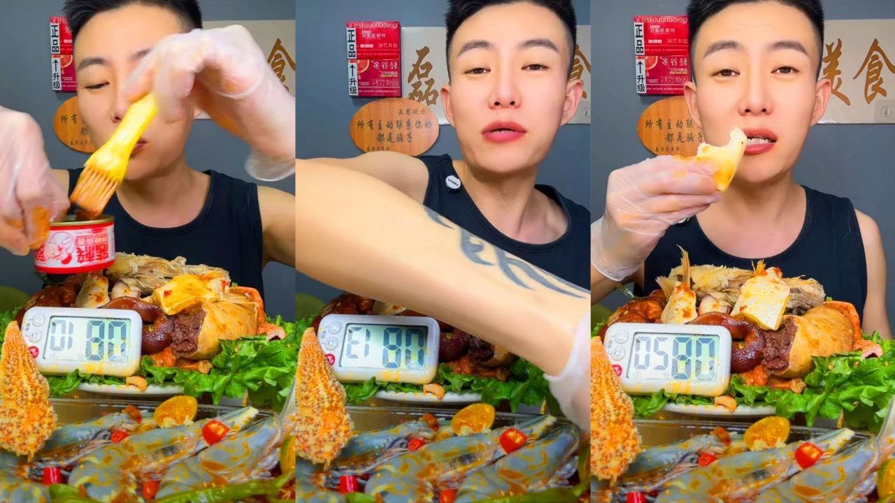 ASMR SPICY PIG SNOUT & GIANT SEAFOOD MUKBANG (Extreme Crunchy Eating Sounds)