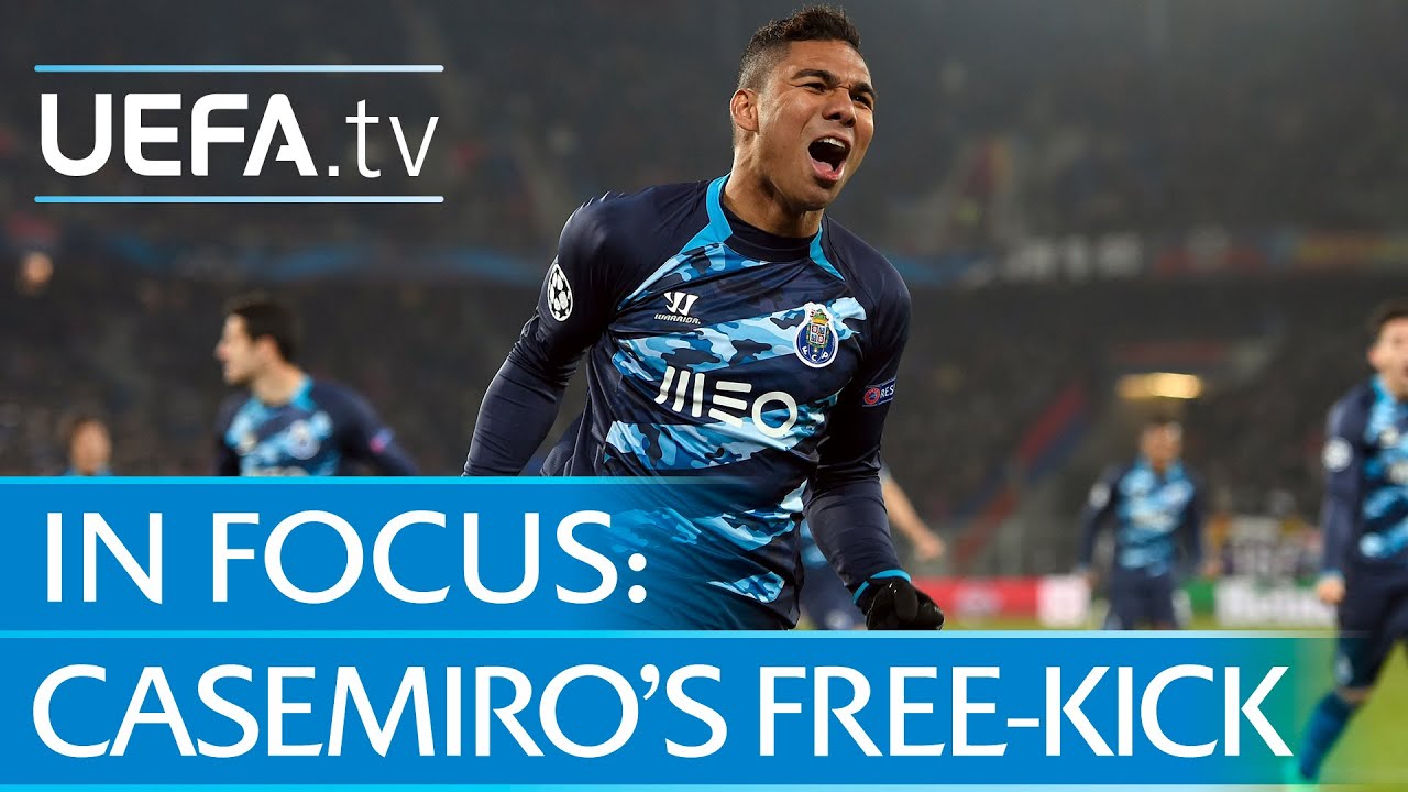 Porto's Casemiro on Basel free-kick